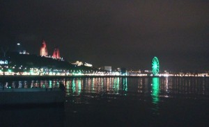 Baku by night from the Boulevard